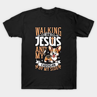 Jesus and dog - Cardigan Welsh Corgi T-Shirt